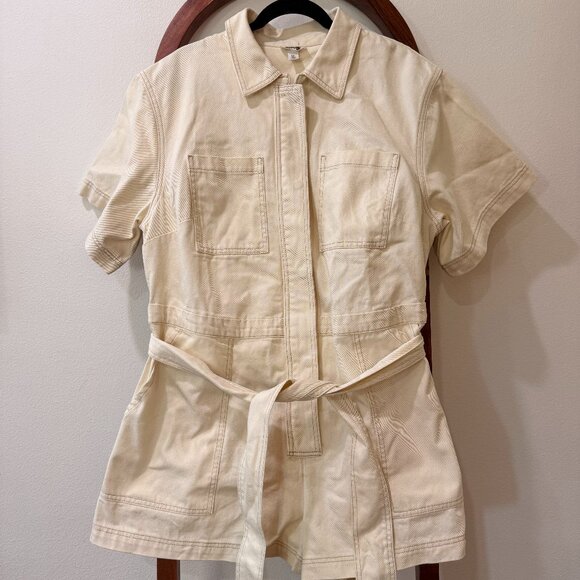 Future Collective Women’s Short Sleeve Utility Romper - Cream Size XXL - Picture 1 of 9